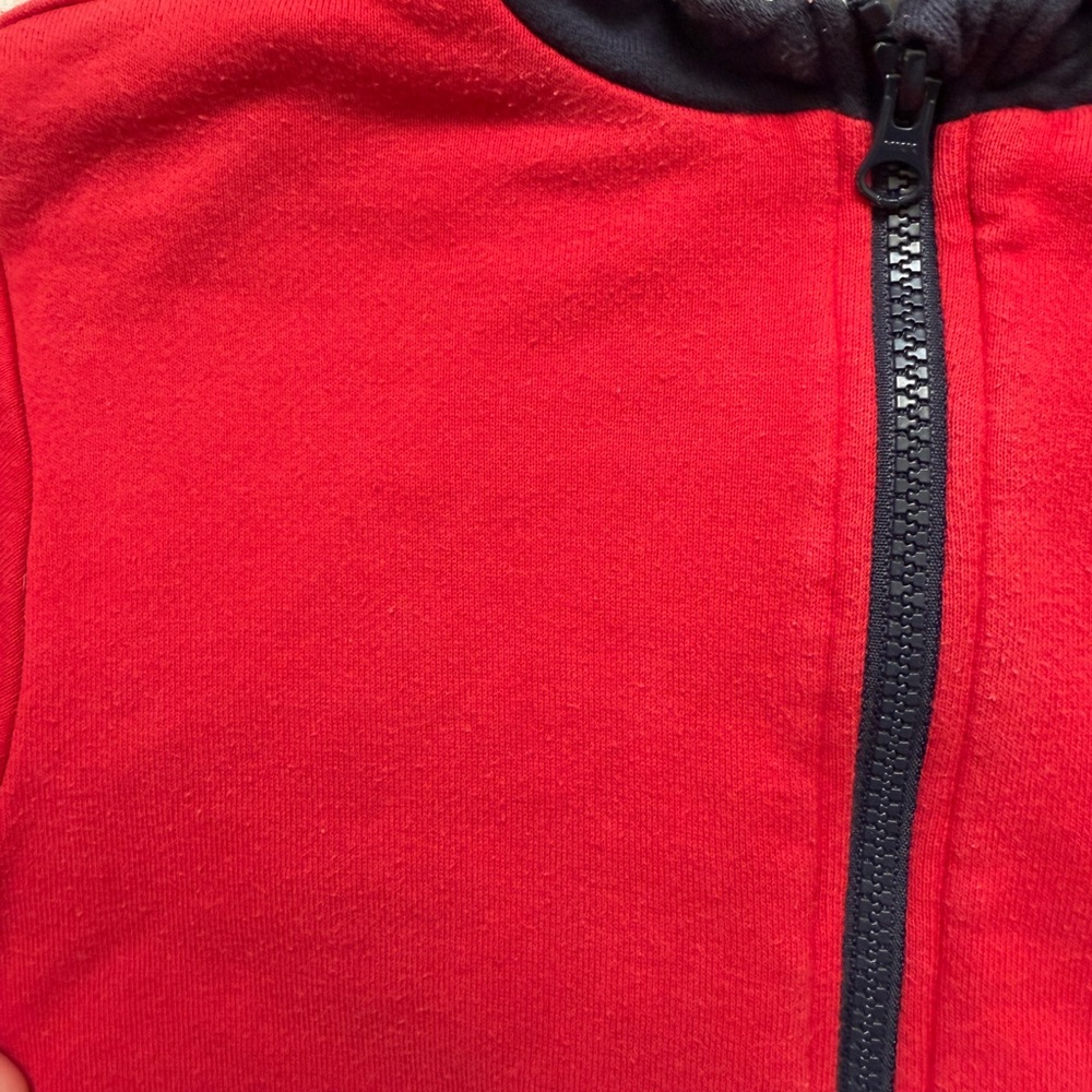 Petit Bateau Kids Red and Navy Zip-Up Hoodie - Picture 6 of 7